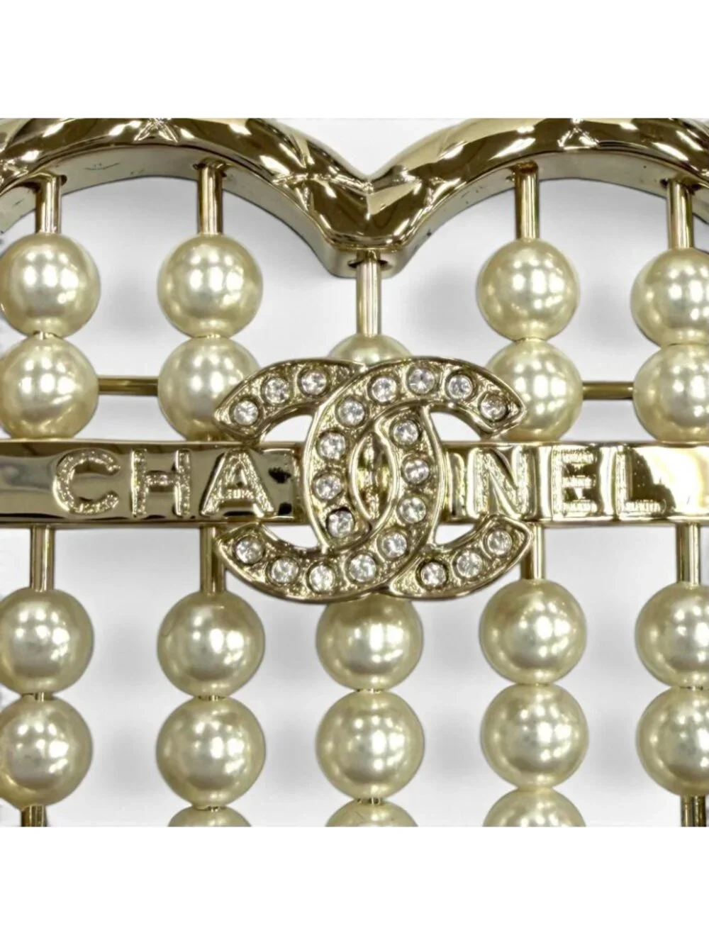 Chanel CC Logo Quilted Heart Brooch Gold White